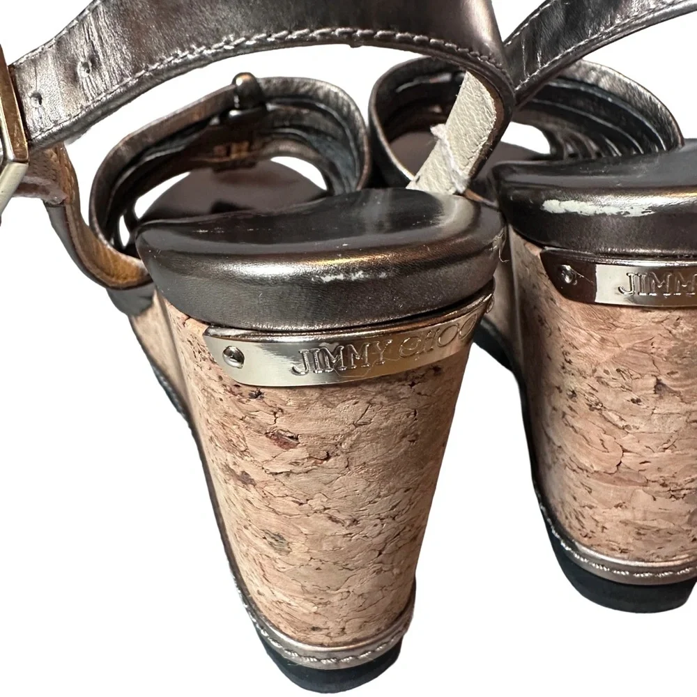 Jimmy Choo Nimosa Metallic Knot Wedge Platform Sandals Size EU 35.5 / US 5.5 - Picture 7 of 9